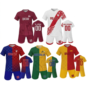 ชุดเสื้อฟุตบอลชาย กาตาร์ โปแลนด์ โครเอเชีย ออสเตรเลีย สเปน แบบซับลิเมชั่น คอวี แขนสั้น ระบายอากาศได้ดี ผลิตจากโพลีเอสเตอร์ เหมาะสำหรับทุกฤดูกาล - Product Image 1