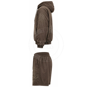 Ensemble coupe-vent performance : veste à capuche respirante et short assorti – Style décontracté et actif pour le quotidien - Product Image 5