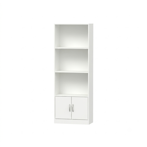 Meuble de rangement moderne 1731 Combo Showcase, bibliothèque à 3 niveaux avec étagères ouvertes, armoire de rangement en bois, placard blanc à 2 portes - Product Image 1