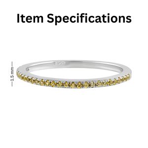 Anillo de Zafiro Amarillo en Plata de Ley 92.5 con Baño de Rodio y Engaste Pavé, Estilo Clásico - Joyería para Compromiso y Boda - Product Image 2