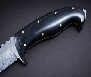 Cuchillo de acero de Damasco hecho a mano con espiga dentada y mango de madera de Wenge - Product Image 3
