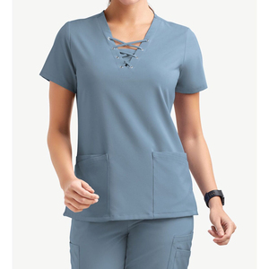Hospital Scrub Uniform <b>Sets</b> for Women <b>Doctors</b> 100% Cotton Canvas Fabric Customizable Colors Needle Detection - Product Image 3