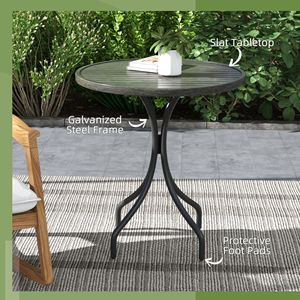 Rustic Garden Accent Distressed Gray <b>Round</b> Steel Slat-Top <b>Side</b> <b>Table</b> for Outdoor Oasis - Product Image 5