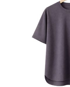 Camiseta Oversize Personalizada Morado Carbón para Hombre, con Dobladillo Curvo, Hombro Caído, Cuello Redondo, Algodón Liso, Estilo Urbano, Verano - Product Image 4