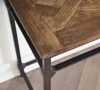 Table console en bois recyclé de style parquet moderne - Bois durable élégant avec base en métal robuste, meubles de salon de haute qualité