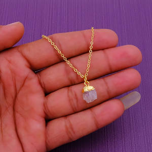 Collar Ajustable de Cuarzo Rosa Natural con Baño de Oro Rosa para Mujer, 18+2 Pulgadas de Largo - Product Image 4