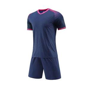 OEM Service Custom Heat-Transfer Printed Breathable Slim-Fit Short Sleeve Polyester Soft T-Shirt Professional Men Blue <b>Soccer</b> - Product Image 1
