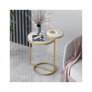 Table d'appoint élégante en métal avec plateau en marbre, table d'appoint moderne, design élégant et nouveau, table d'appoint pour salon - Product Image 5