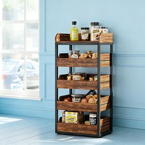 Scaffale in Legno a 5 Cassetti con Cesto Portafrutta e Verdura - Product Image 2