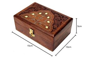 Handmade Wooden Jewelry Box for Women Hand Carved Jewel Organizer with Intricate Carvings 6 Inch Brown R Handicraft High Quality - Product Image 6