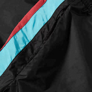 <b>Men's</b> Black Sweatpants With Blue And Red Side Stripes Elastic Waist Drawstring Closure Lightweight Casual Joggers - Product Image 5
