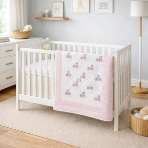 Premium Indian Hand Block Printed Cotton Baby Quilt Set Hypoallergenic 100% Cotton Super Soft Machine Washable Eco-Friendly - Product Image 5