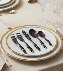 Vintage Wooden Flatware <b>Set</b> With Matte Finish Spoon Fork And Knife <b>Black</b> Handle Design Style Handcrafted <b>Cutlery</b> - Product Image 3