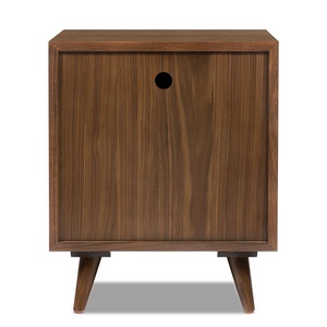 Table de chevet moderne à 2 tiroirs, design contemporain, bois de teck massif, finition brun foncé, haute qualité, pour appartement, salon, hôtel - Product Image 6
