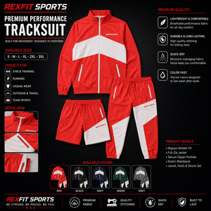 REXFIT SPORTS 2026 Custom <b>Men</b>’s 3 Piece Tracksuit Set Full <b>Zip</b> Jacket Jogger Pants and <b>Shorts</b> Team Sportswear custom logo sport - Product Image 1
