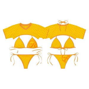 <b>Bikini</b> <b>Set</b> Yellow Contrast Binding All Over Heart Pattern Triangle <b>Bikini</b> Women <b>Bikinis</b> <b>set</b> - Product Image 1
