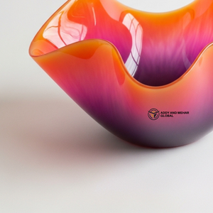 ชามเสิร์ฟตกแต่งรูปทรงคลื่นหลากสี ไล่เฉดสีส้ม ชมพู ม่วง ของตกแต่งศิลปะสมัยใหม่ ชามใส่ผลไม้ ขนมขบเคี้ยว - Product Image 5