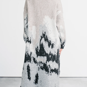 Cardigan long en tricot motif montagne abstraite Alpine Trail, coupe ample, devant ouvert, motif uni, hiver, laine/cachemire - Product Image 6