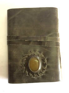 Wholesale Vintage Recycled Handmade Cotton Paper Crunch Buffalo Stone Work Grey Color <b>Leather</b> Journal - Product Image 3