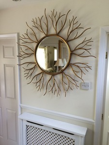Miroir mural rond encadré en laiton avec un design en forme de nœud, style Art Déco, fait main, style décoratif traditionnel - Product Image 5