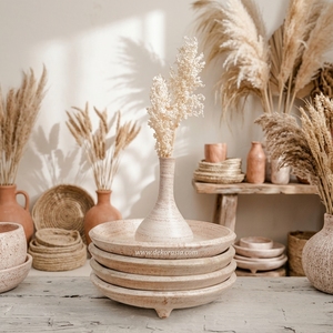 Antique Rustic Distressed White Wash Terracotta Clay Footed Handcrafted Earthenware <b>Ceramic</b> <b>Vase</b> Decorative Home Hotel Use 30cm - Product Image 5