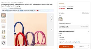 Bolsa de Compras Mediana de Lona de Algodón con Estampado Personalizado Ecológico, Asa Larga y Correa para el Hombro, en Oferta - Product Image 6