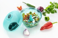 Hachoir à tirer de qualité supérieure avec 3 lames en acier inoxydable cordon solide coupe pratique pour outil de cuisine rapide oignon ail fruits légumes