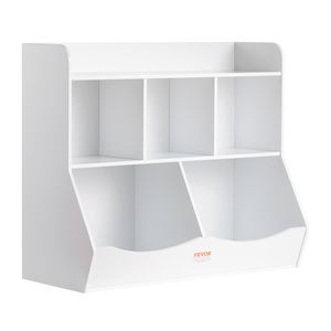 Armadietto giocattolo bianco a 5 Cubby per bambini in legno organizzatore di librerie per sala giochi asilo nido casa-mobili per bambini - Product Image 1