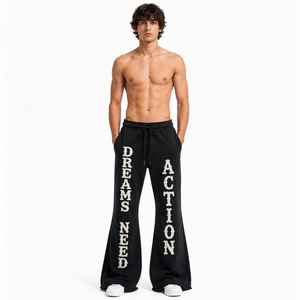 Pantalones de Pierna Ancha con Cintura Elástica para Hombre, Fabricante OEM Personalizado, Pantalones de Felpa Francesa Gruesa, Estilo Urbano, Pantalones de Invierno 460 GSM - Product Image 1