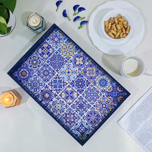 Bandejas de Servir de Madera de Mango Más Eficaces, con Recubrimiento de Color Azul y Adhesivo Esmaltado, para Cocina y Comedor, Multiusos - Product Image 5