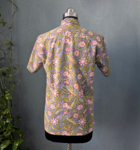 เสื้อเชิ้ตแขนสั้นผู้ชายพิมพ์ลายดอกไม้ผ้าฝ้ายลำลองคอปกพับฤดูร้อนผ้าฝ้ายระบายอากาศได้ - Product Image 3