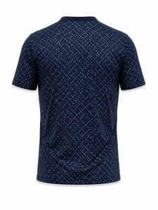 T-shirt à manches courtes pour homme, bleu marine, motif lettres, coupe classique, col rond, décontracté, respirant, 100% coton tricoté - Product Image 3
