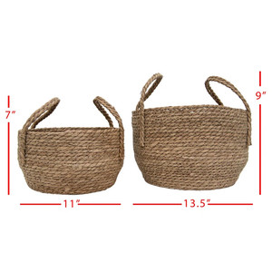 Panier en paille tressé artisanal du Vietnam avec poignée, rangement fait main, panier à linge en jonc de mer, décoration artisanale en osier pour la maison - Product Image 2