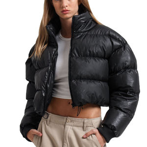 เสื้อแจ็คเก็ตผู้หญิงแบบสบายๆ ผ้าถักผสมผ้าแคนวาส ทรงพอง ความยาวปกติ แขนยาว ออกกำลังกายได้ กันน้ำ ระบายอากาศดี เหมาะสำหรับฤดูหนาว ปิดด้วยซิป - Product Image 1