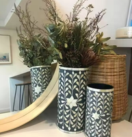 Vases à fleurs modernes écologiques en bois avec incrustations florales, pots décoratifs d'intérieur en métal de style arabe, meilleurs pots pour plantes vertes