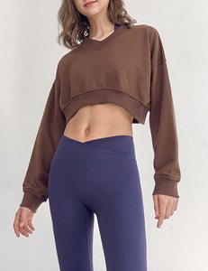 Custom Logo <b>Turtleneck</b> Cotton Fleece Crop <b>Top</b> Sweater <b>Women's</b> Style Student Autumn Winter Half Zipper Warm Hoodie - Product Image 3