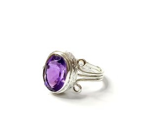 Trendy Style Natural Amethyst <b>Ring</b> (5.8 Grams) <b>Set</b> 925 <b>Sterling</b> <b>Silver</b> Handmade Jewelry Wholesale - Product Image 2