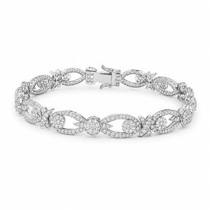 Pulsera de Diamantes en Oro Blanco de 18K con Cadena de Eslabones Infinitos y Diamantes Cultivados en Laboratorio, Pulsera de Lujo Personalizable - Product Image 3