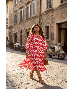 Robe chemise imprimée de qualité supérieure, robe longue en coton pour femme, robe d'été décontractée, tissu léger et fluide, vente en gros - Product Image 1