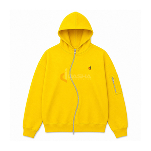 Sweat à capuche personnalisé pour homme, style streetwear, fermeture éclair zig-zag, coton, coupe ample, entièrement zippé, broderie, OEM, vente en gros - Product Image 1