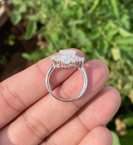 Pear Moonstone <b>Ring</b> Sterling Silver <b>CZ</b> Halo Teardrop Gemstone Statement Engagement Style Women Jewelry - Product Image 6