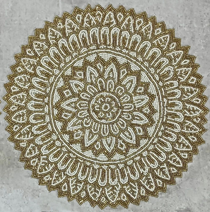 FAIZA CRAFT Set de table rond fait main avec mandala perlé et broderie florale dorée (perles de verre) pour la décoration intérieure - Product Image 1