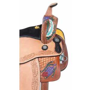 Sillín de caballo occidental profesional | Cuero de alta calidad, ajuste seguro, comodidad durante todo el día, ideal para ranchos, rodeo y senderos - Product Image 4