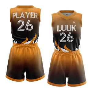 Ensemble d'uniformes de basketball personnalisés pour filles, grande taille, avec logo frontal sublimé, col en V, sans manches, anti-humidité, 100 % polyester mesh - Product Image 3