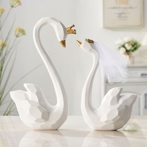 <b>Nordic</b> Modern Wedding Couple <b>Swan</b> Statue Figurine Resin Decoration Home Decoration Accessories Room Living Room Decoration - Product Image 1