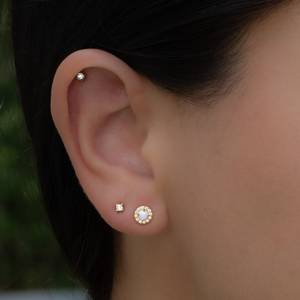 Boucles d'oreilles opale en argent sterling 925 plaqué or 14 carats, petites et délicates, pierre de naissance d'octobre, cadeau pour elle, femme - Product Image 3