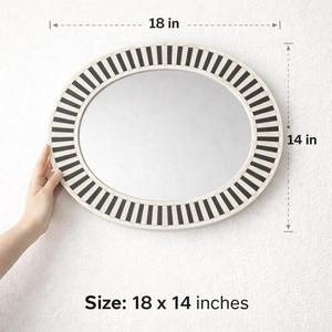 Espejo de Pared con Incrustaciones de Hueso Blanco y Negro, Decoración Elegante para el Hogar - Product Image 4