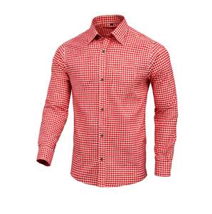 Chemise en coton rouge bavaroise pour hommes, style traditionnel Trachten, manches longues, du S au 4XL - Product Image 1