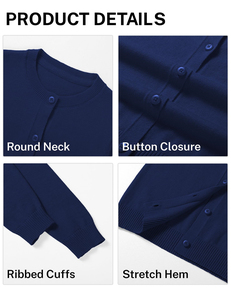 Pulls en tricot bleu marine pour filles, uniforme scolaire, manches longues, boutons, pour enfants de 5 à 12 ans - Product Image 4