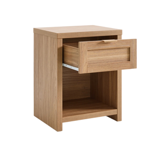 Modern Round Wooden Nightstand with Double Drawer, Curved Bedside Table Solid Wood Storage Cabinet for Bedroom Furniture - Product Image 4